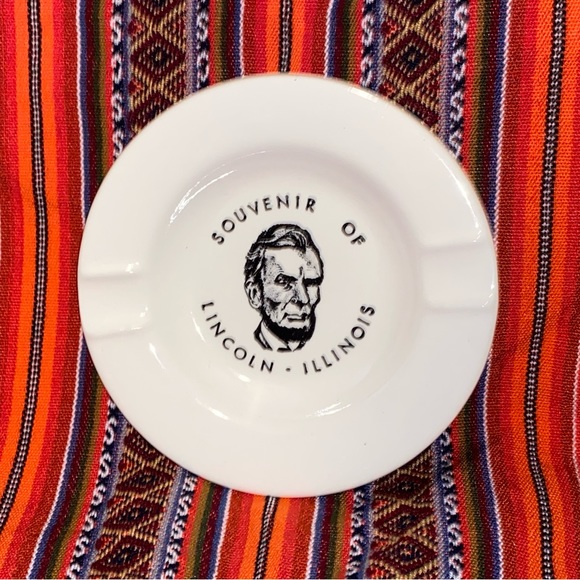 🚬50’s Vintage Abraham Lincoln Ashtray 5.25” Porcelain Souvenir Stetson’s F. O. - Picture 5 of 11